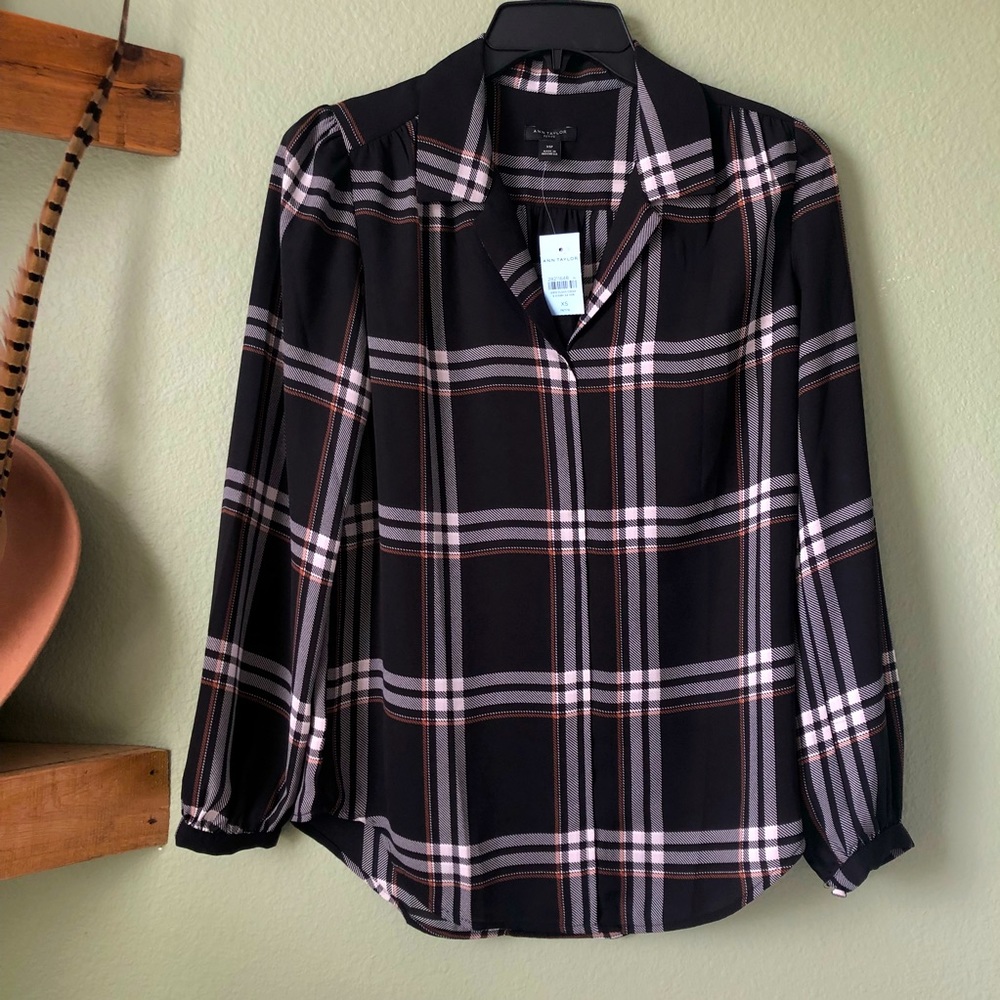 Ann Taylor Plaid Blouse (petite)